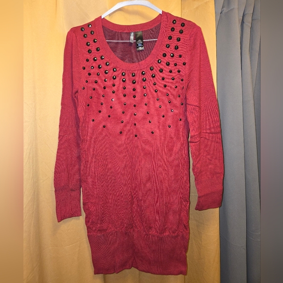 Bisou Bisou size large jeweled sweater dress - Picture 1 of 3